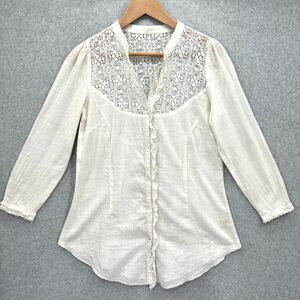 Free people Ivory Tunic Top Vintage Inspired Lace Boho‎ Romantic Size Small
